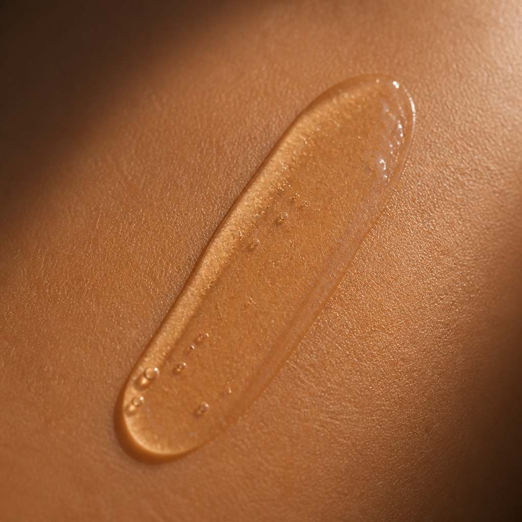 Texture swatch of the serum absorbing into bare skin